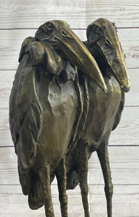 Two Birds Pelicans Storks Vultures Water Fowl Bronze Sculpture
