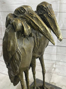 Two Birds Pelicans Storks Vultures Water Fowl Bronze Sculpture