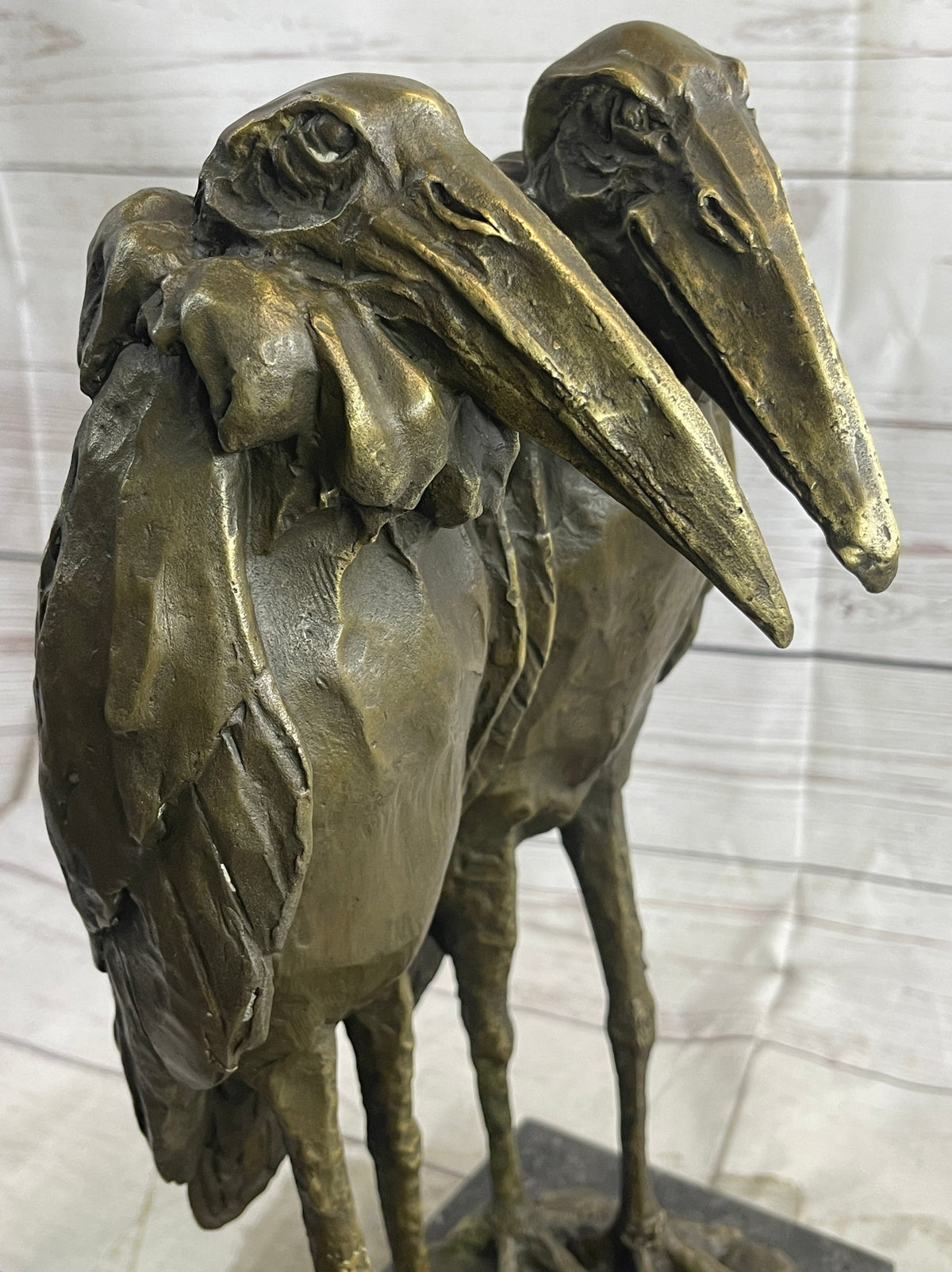 Two Birds Pelicans Storks Vultures Water Fowl Bronze Sculpture