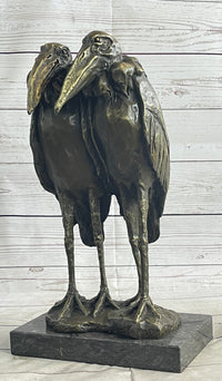Two Birds Pelicans Storks Vultures Water Fowl Bronze Sculpture
