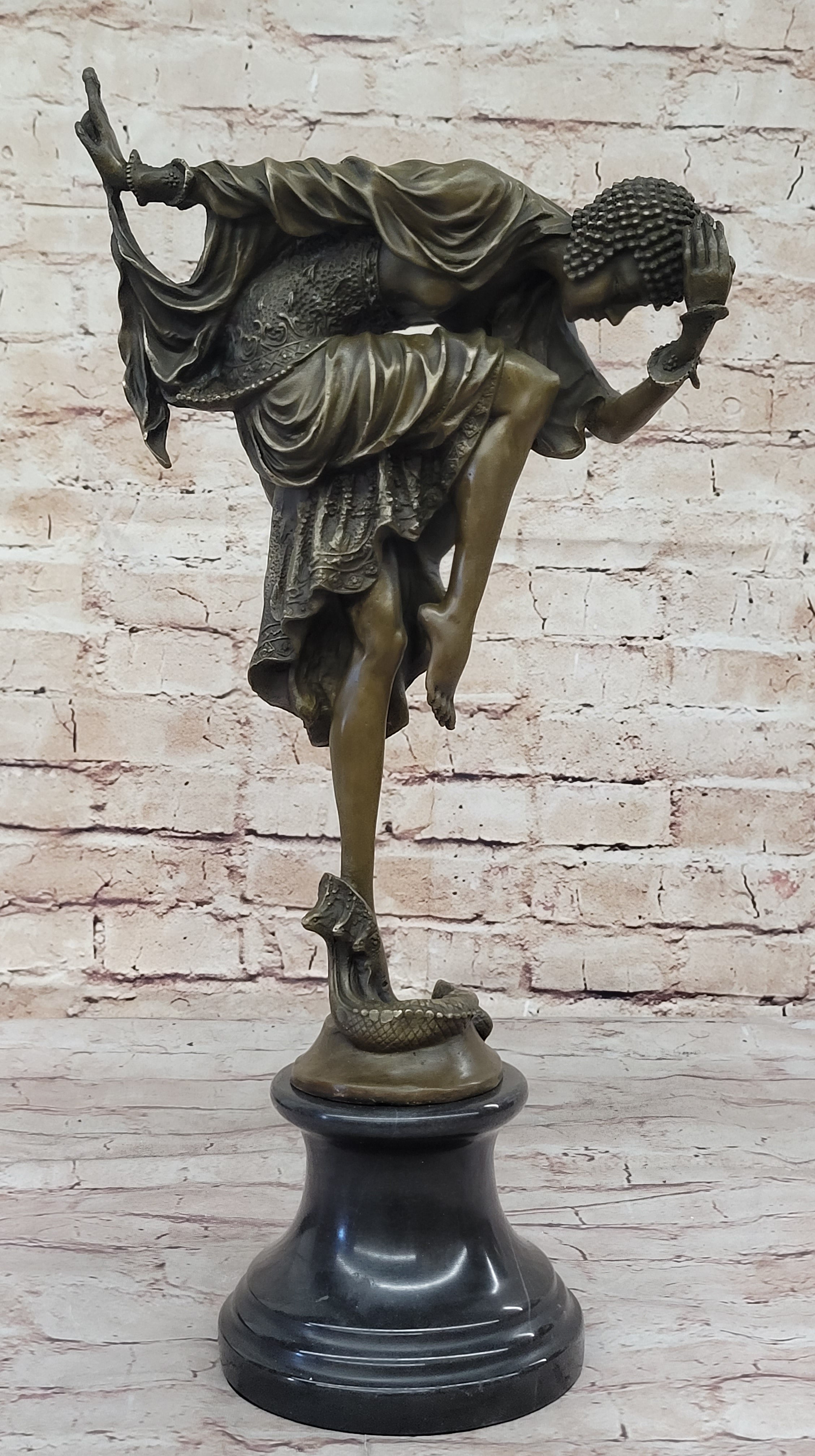 Bronze Art Deco Dancer w/Snake Sculpture Ankara Classic Artwork