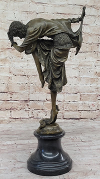 Bronze Art Deco Dancer w/Snake Sculpture Ankara Classic Artwork