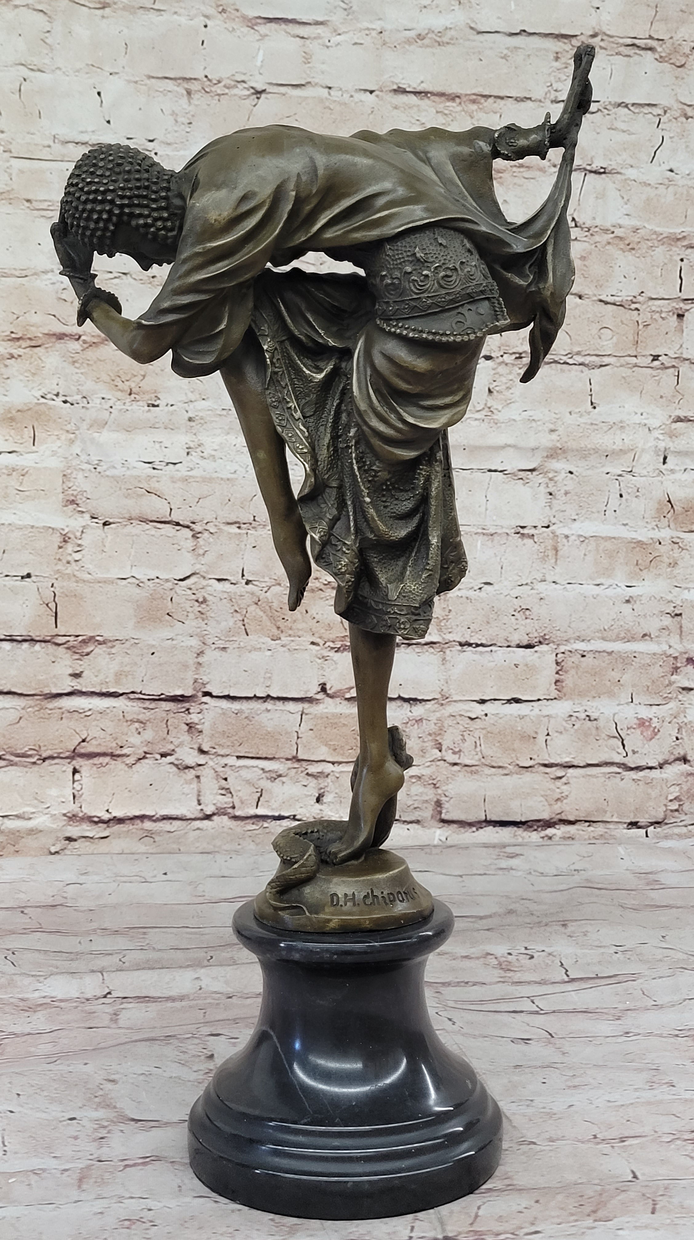 Bronze Art Deco Dancer w/Snake Sculpture Ankara Classic Artwork