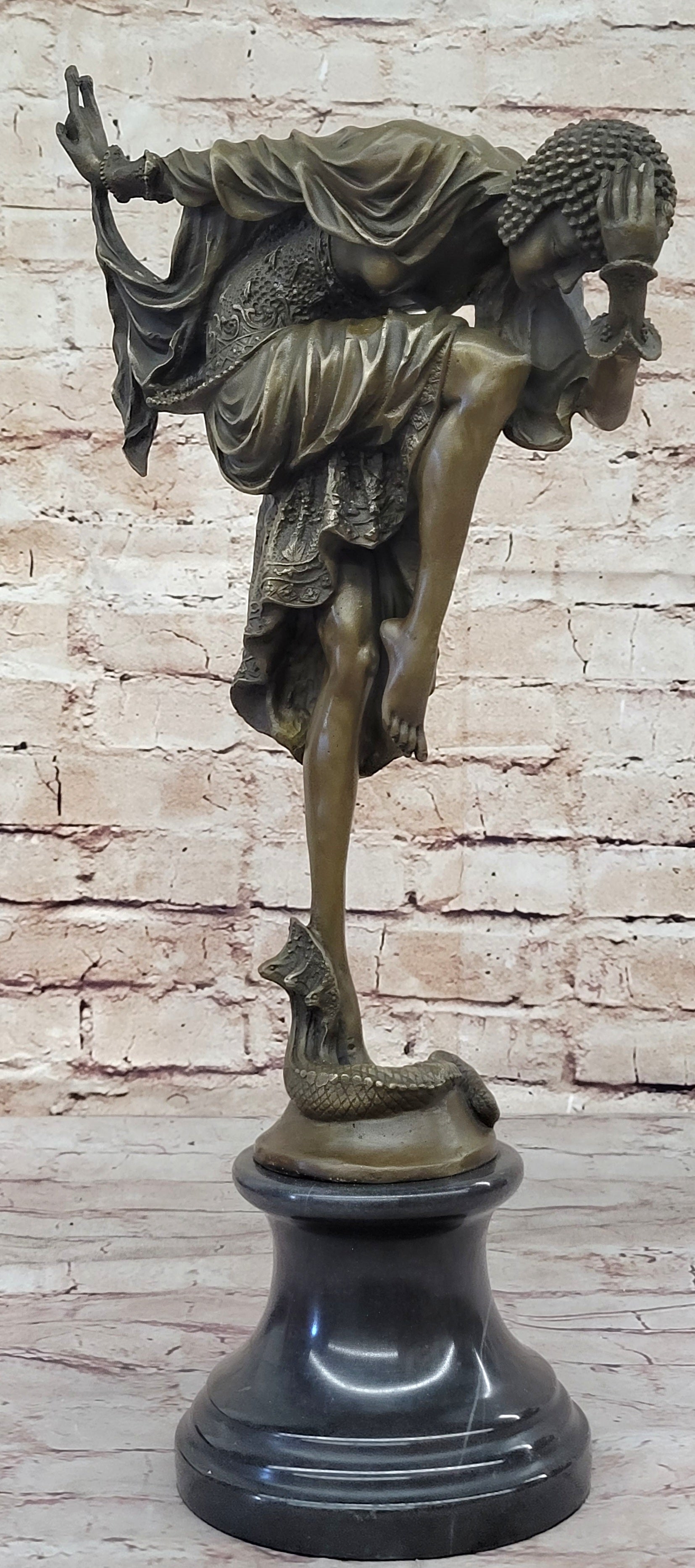 Bronze Art Deco Dancer w/Snake Sculpture Ankara Classic Artwork