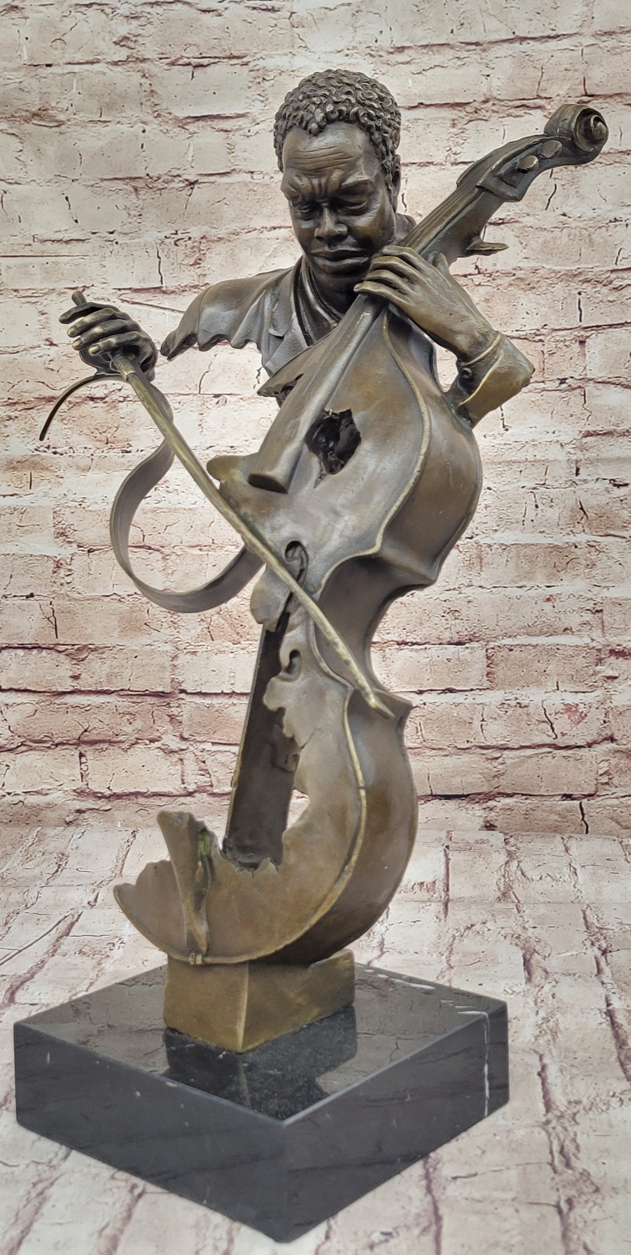 Cello Player Bronze Sculpture Classical Jazz Art