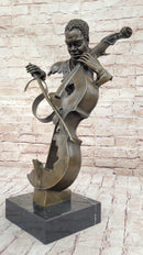 Cello Player Bronze Sculpture Classical Jazz Art