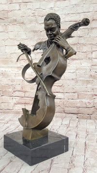 Cello Player Bronze Sculpture Classical Jazz Art