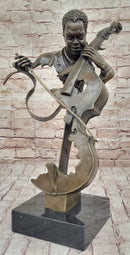 Cello Player Bronze Sculpture Classical Jazz Art