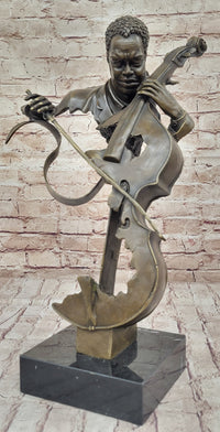 Cello Player Bronze Sculpture Classical Jazz Art