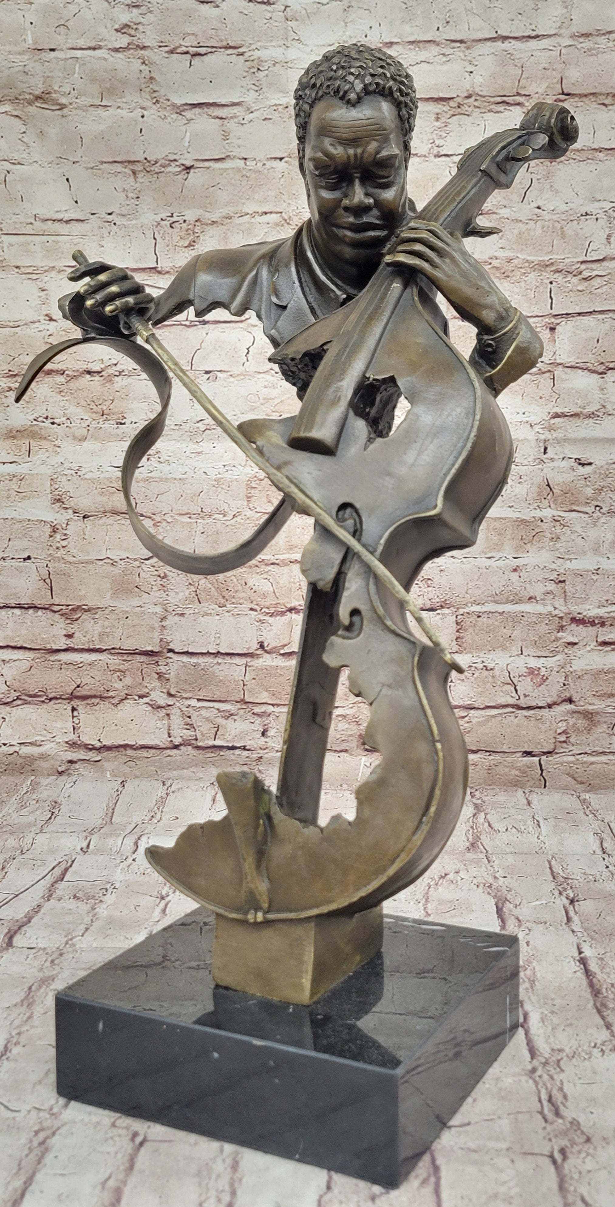 Cello Player Bronze Sculpture Classical Jazz Art
