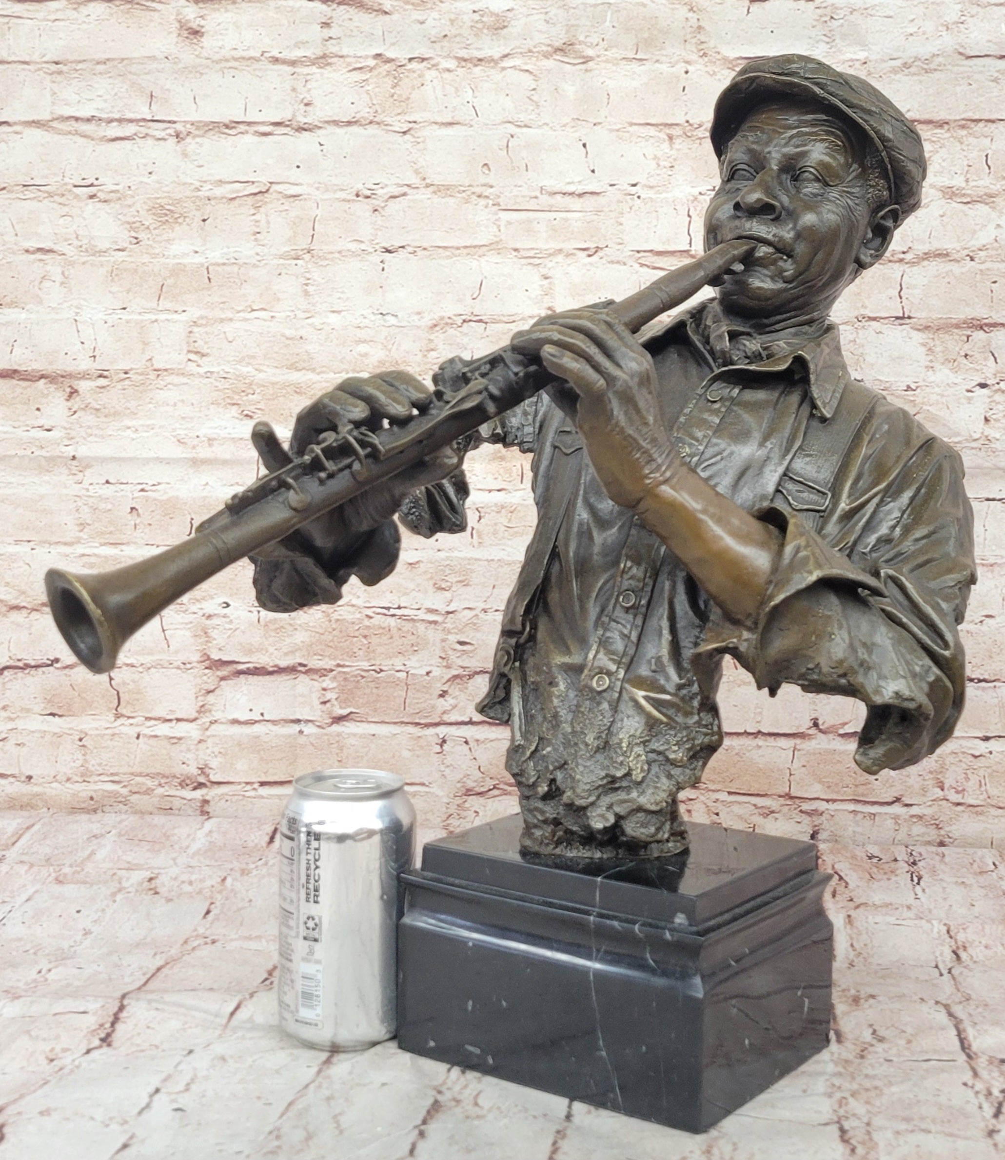 Jazz Clarinet Player Bronze Bust - Mid-Century Music Art