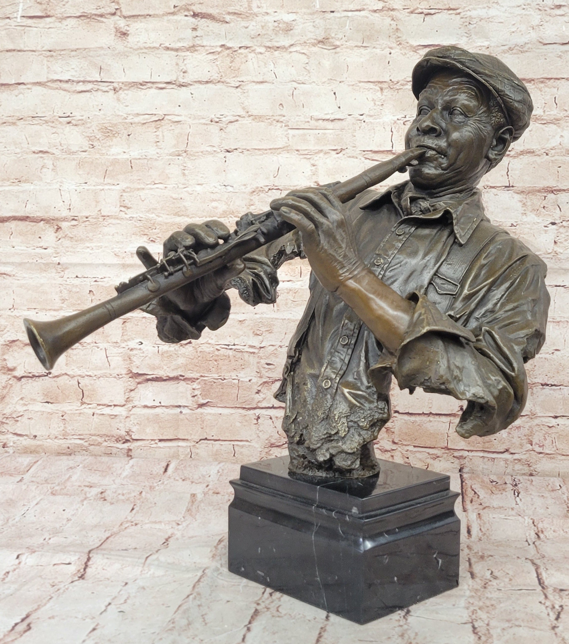 Jazz Clarinet Player Bronze Bust - Mid-Century Music Art