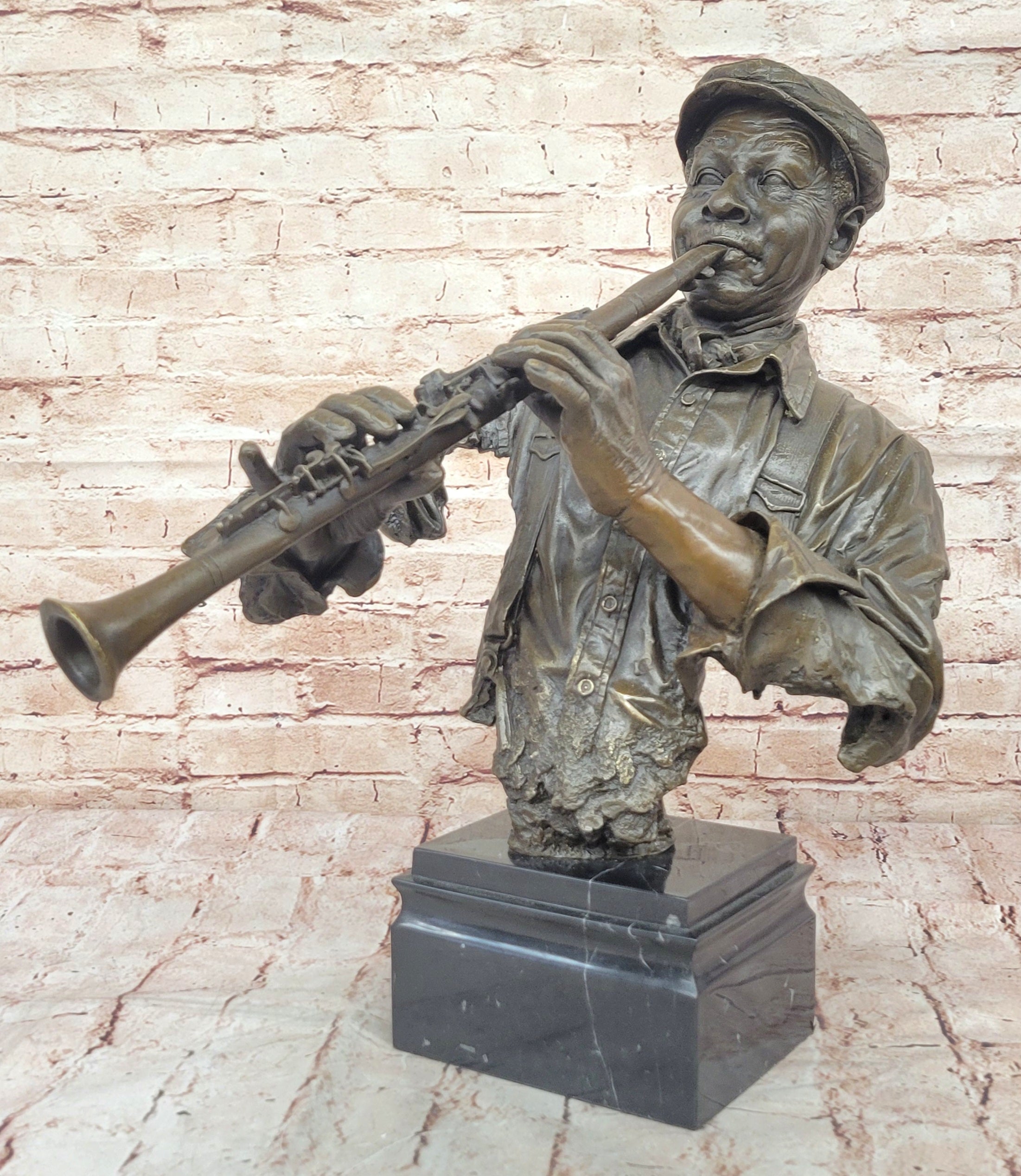 Jazz Clarinet Player Bronze Bust - Mid-Century Music Art