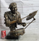 African Drummer Black Musician Bronze Sculpture Marble Base