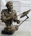 African Drummer Black Musician Bronze Sculpture Marble Base