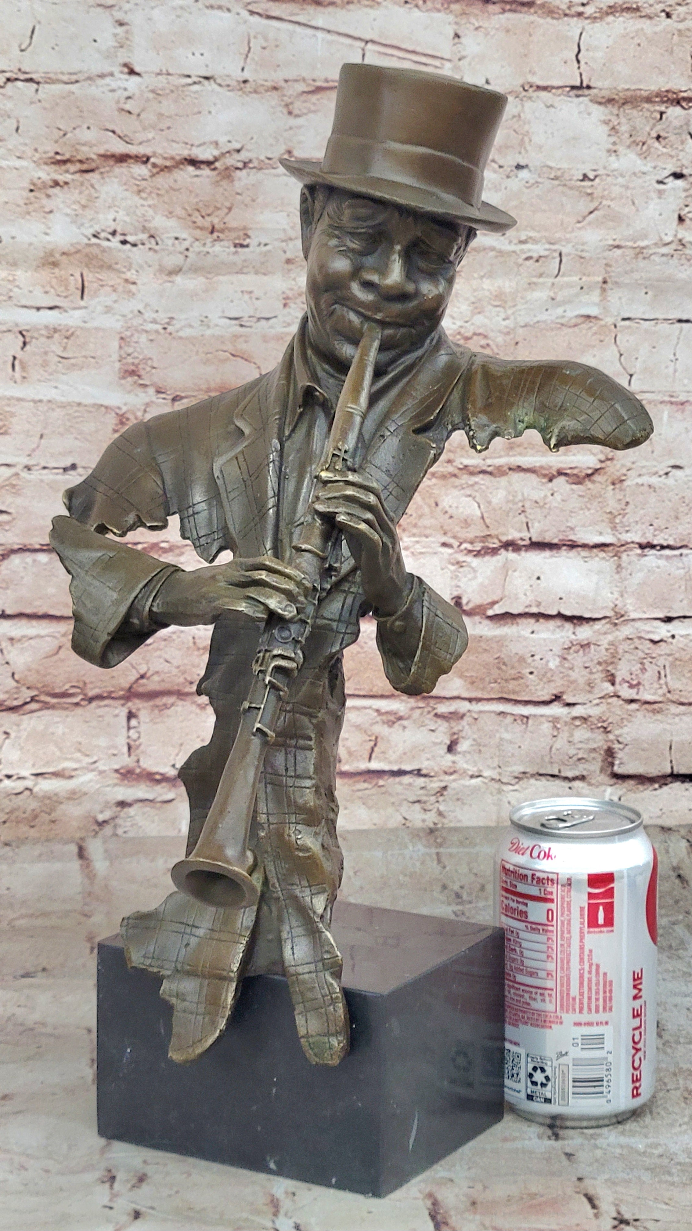 Bronze New Orleans Jazz Musician Playing Clarinet