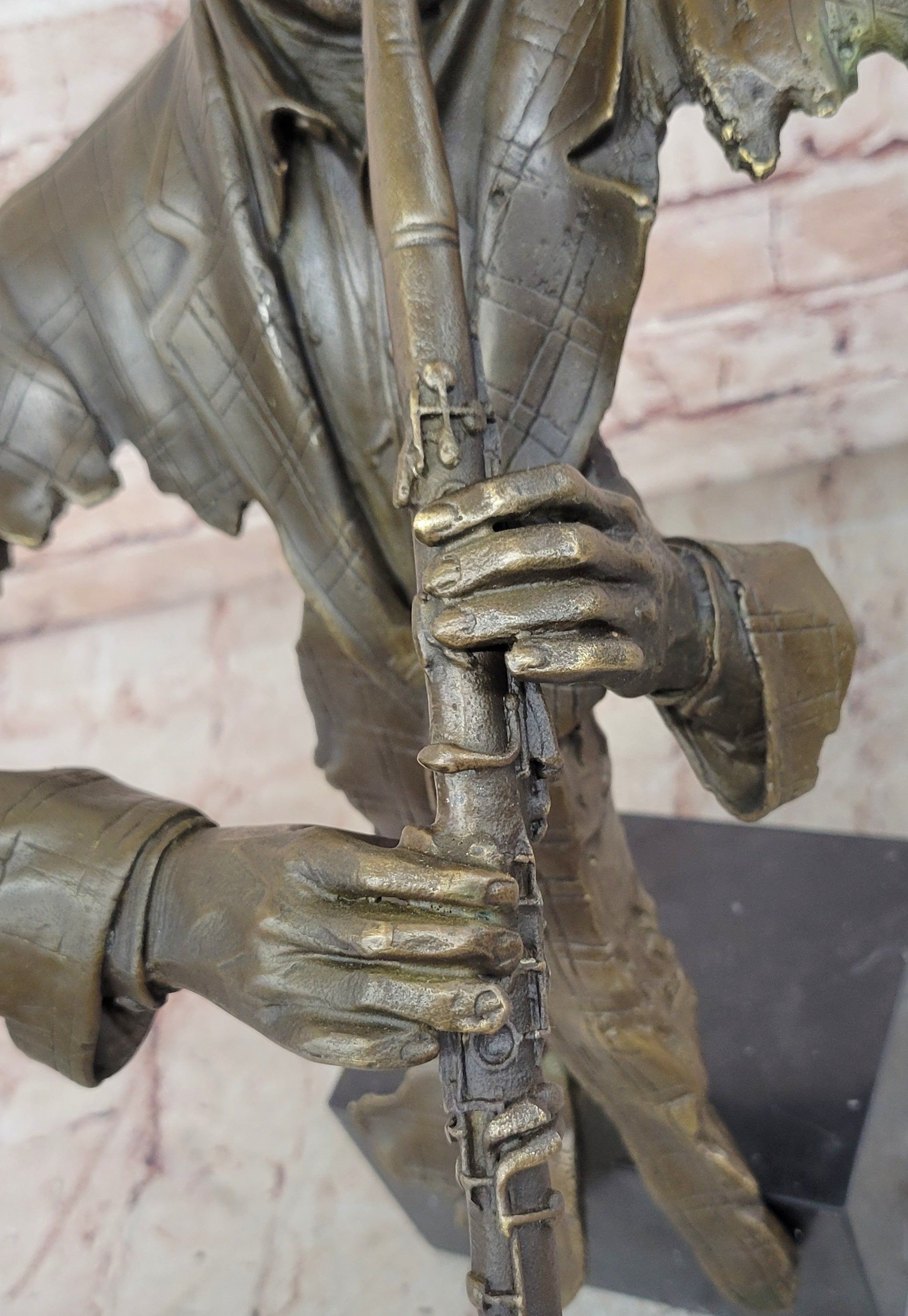 Bronze New Orleans Jazz Musician Playing Clarinet
