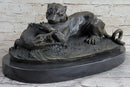 Panther Puma Mountain Lion vs. Alligator Bronze Sculpture