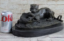 Panther Puma Mountain Lion vs. Alligator Bronze Sculpture