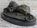Panther Puma Mountain Lion vs. Alligator Bronze Sculpture
