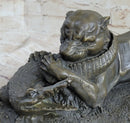 Panther Puma Mountain Lion vs. Alligator Bronze Sculpture