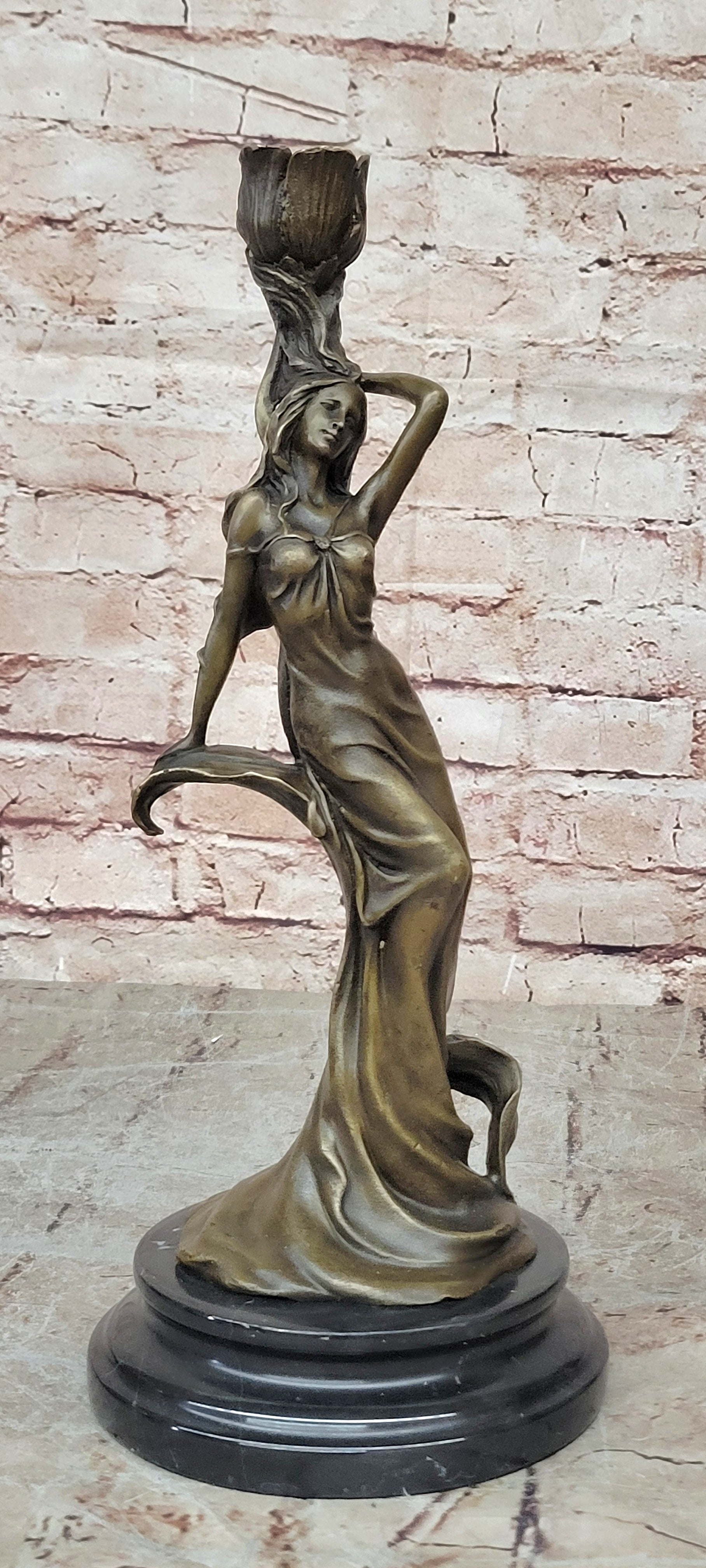 Bronze Candlestick Water Nymph Candle Holder by Milo