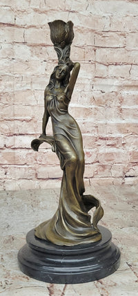 Bronze Candlestick Water Nymph Candle Holder by Milo