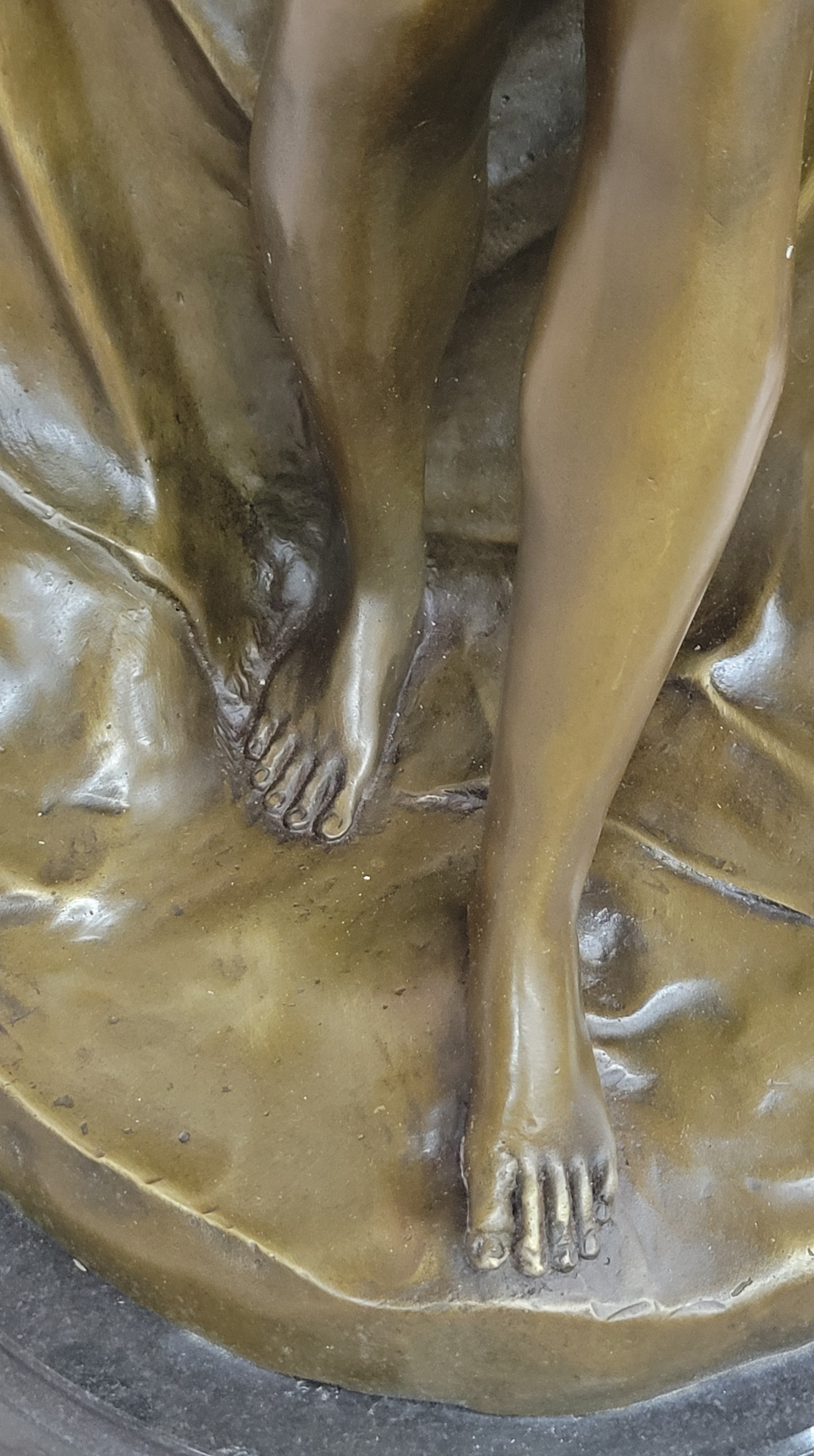 Sexy Nude Girl Holding Towel Bronze Sculpture Figure Art