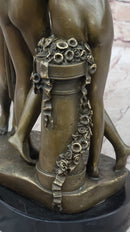 Three Graces Greek Roman Nude Female Figures Sculpture on Marble Base