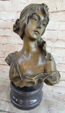 Milo “Maiden’s Gaze” Bronze Female Bust on Marble Base