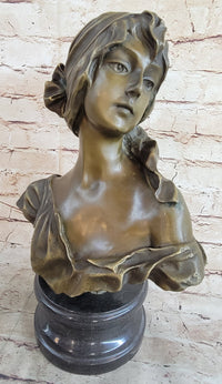 Milo “Maiden’s Gaze” Bronze Female Bust on Marble Base