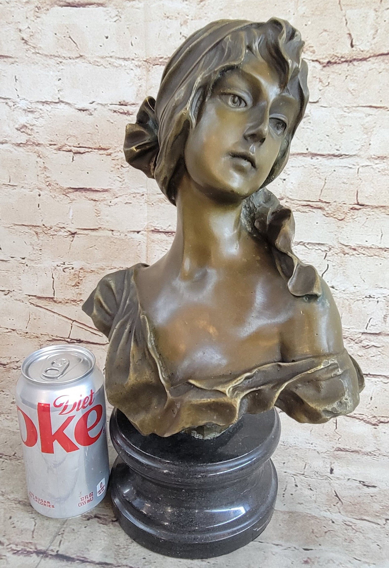 Milo “Maiden’s Gaze” Bronze Female Bust on Marble Base