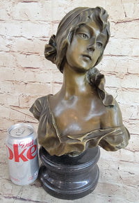 Milo “Maiden’s Gaze” Bronze Female Bust on Marble Base