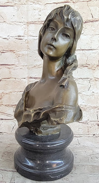 Milo “Maiden’s Gaze” Bronze Female Bust on Marble Base