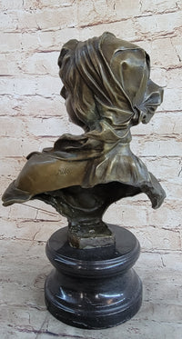 Milo “Maiden’s Gaze” Bronze Female Bust on Marble Base