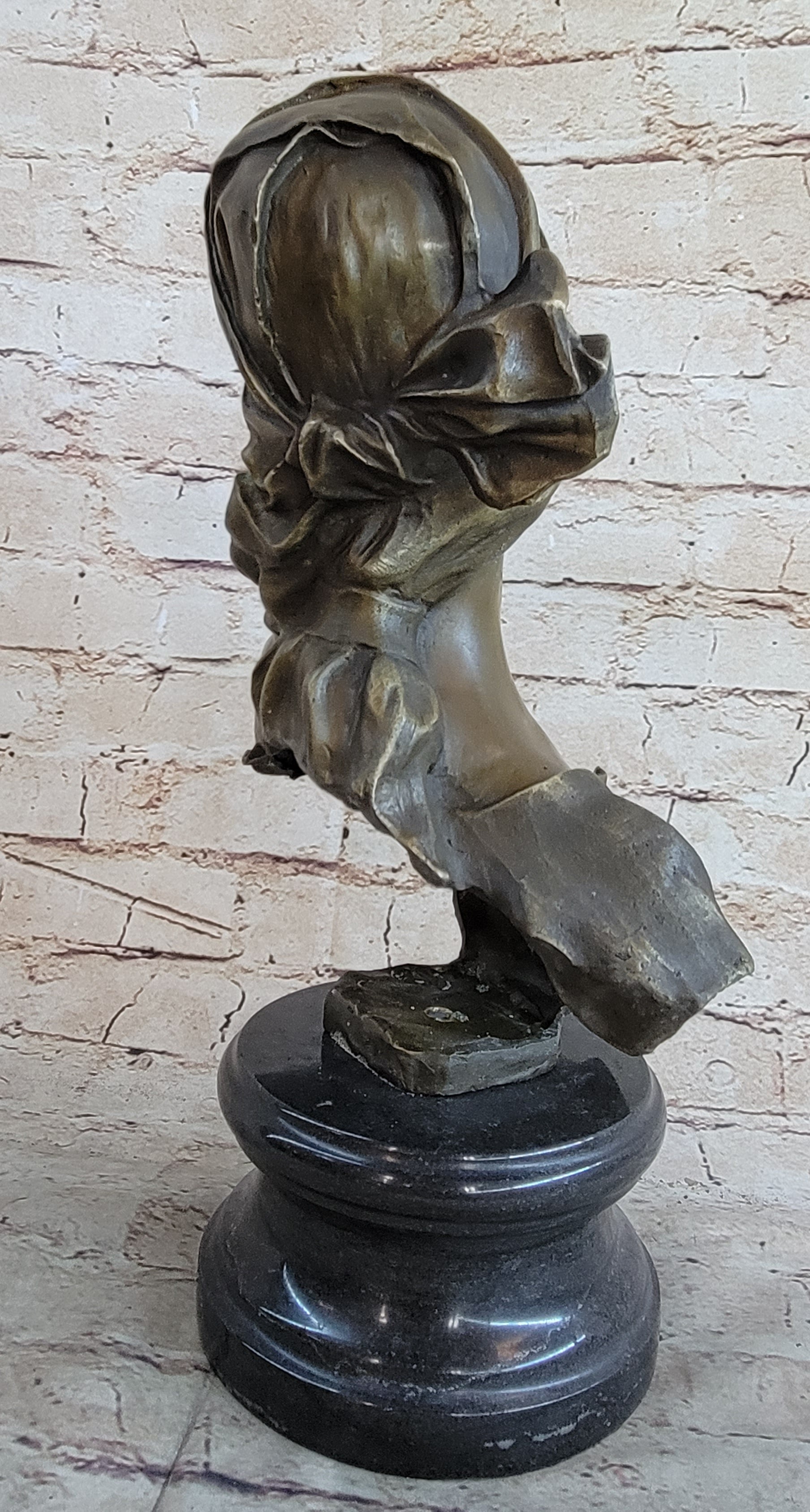 Milo “Maiden’s Gaze” Bronze Female Bust on Marble Base