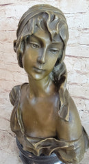 Milo “Maiden’s Gaze” Bronze Female Bust on Marble Base