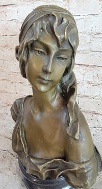 Milo “Maiden’s Gaze” Bronze Female Bust on Marble Base