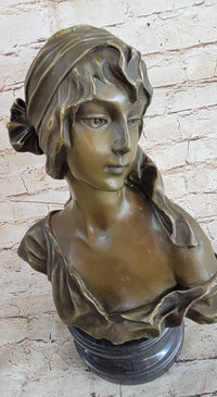Milo “Maiden’s Gaze” Bronze Female Bust on Marble Base