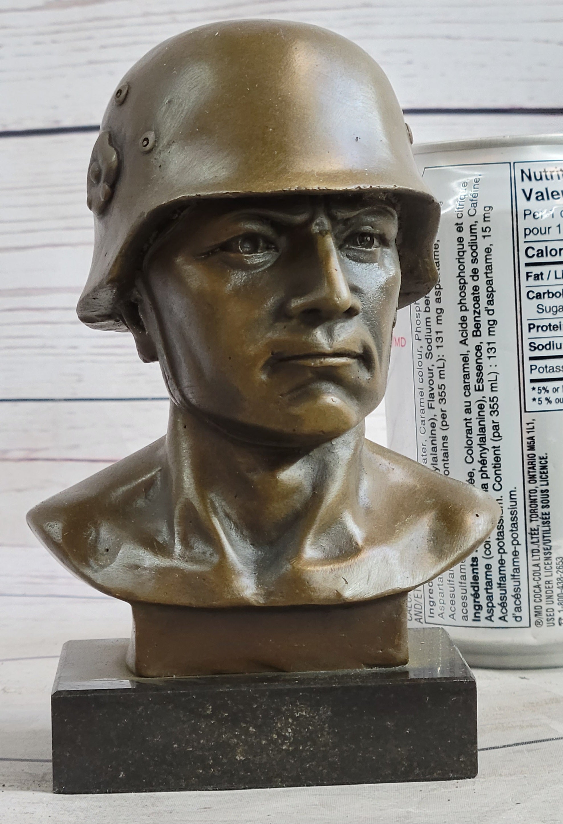 Unknown German Soldier Bronze Bust WW1 WW2 6" x 4"