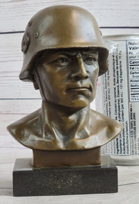 Unknown German Soldier Bronze Bust WW1 WW2 6" x 4"