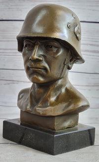 Unknown German Soldier Bronze Bust WW1 WW2 6" x 4"