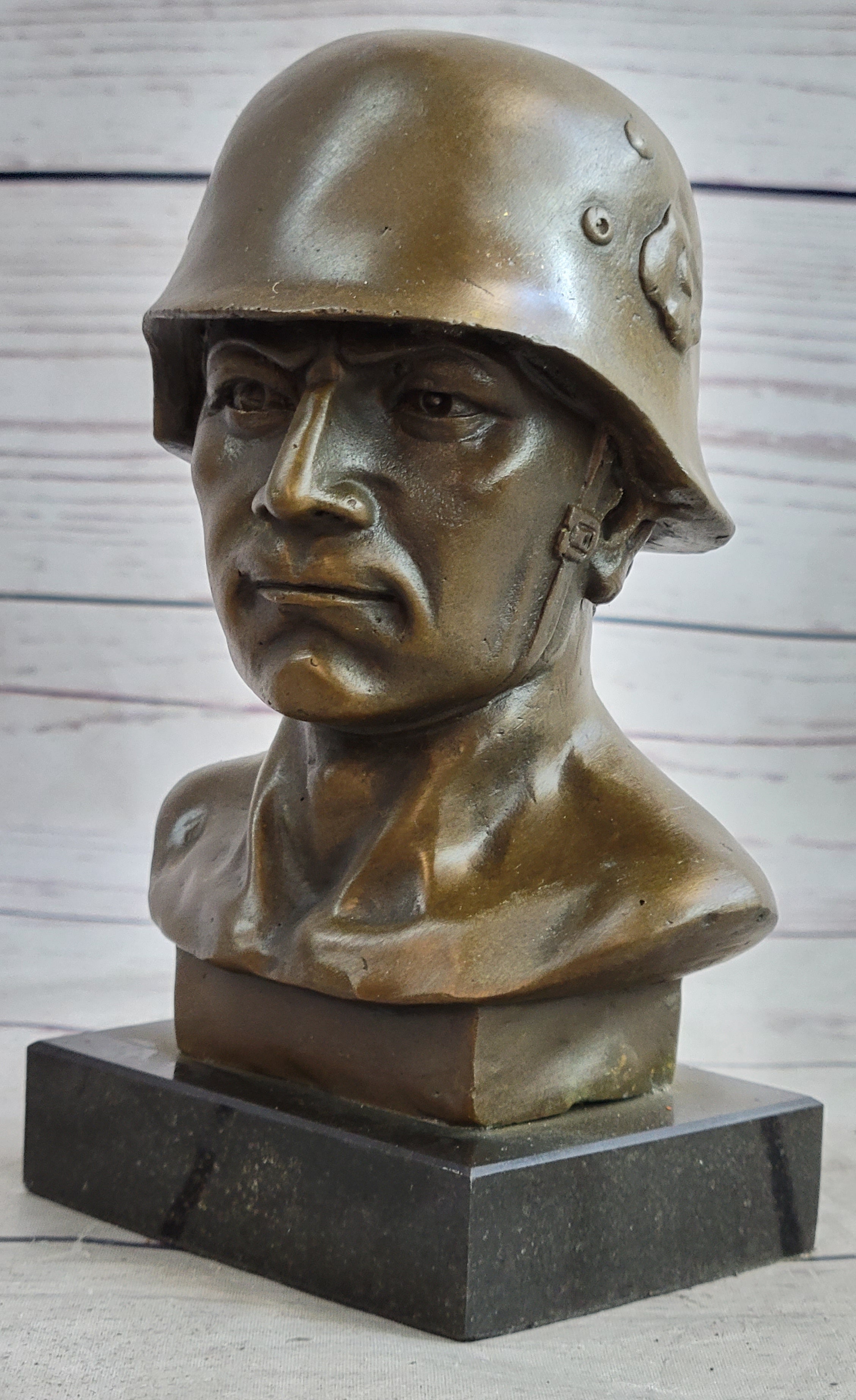 Unknown German Soldier Bronze Bust WW1 WW2 6" x 4"