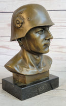 Unknown German Soldier Bronze Bust WW1 WW2 6" x 4"
