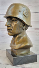 Unknown German Soldier Bronze Bust WW1 WW2 6" x 4"