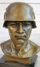 Unknown German Soldier Bronze Bust WW1 WW2 6" x 4"