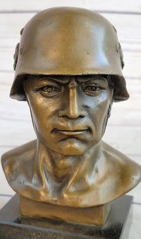 Unknown German Soldier Bronze Bust WW1 WW2 6" x 4"