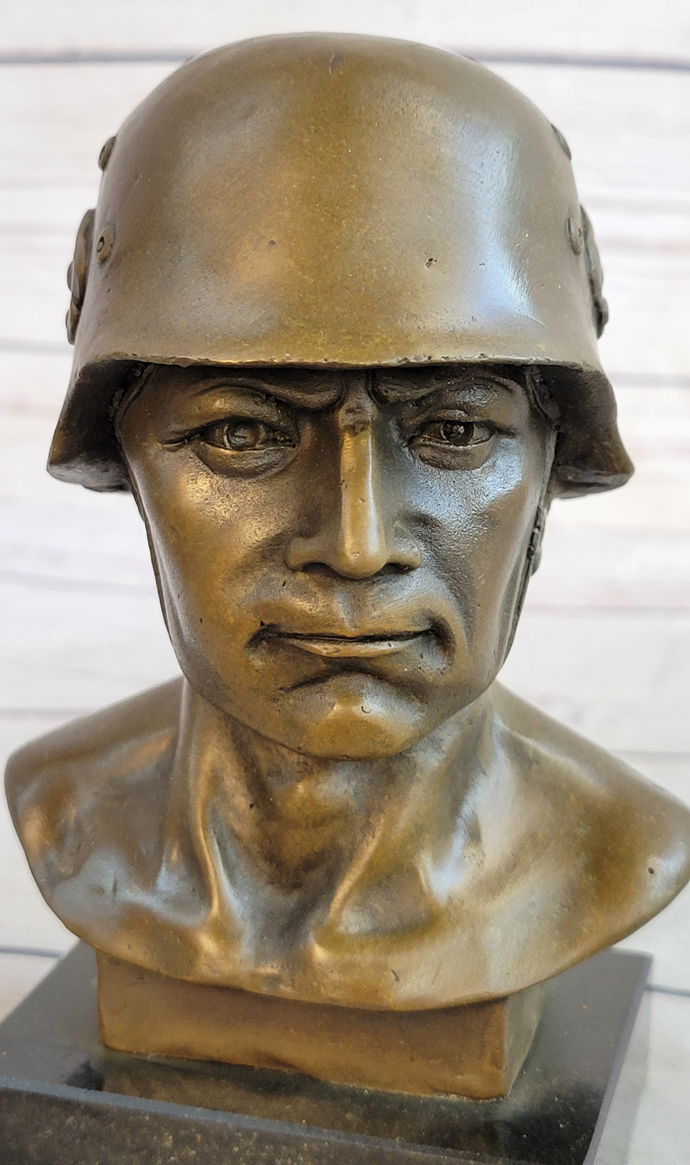 Unknown German Soldier Bronze Bust WW1 WW2 6" x 4"