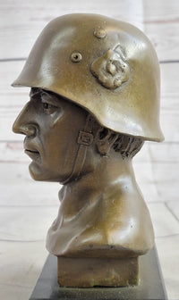 Unknown German Soldier Bronze Bust WW1 WW2 6" x 4"