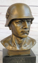 Unknown German Soldier Bronze Bust WW1 WW2 6" x 4"